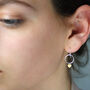 Tiny Sterling Silver Hoop And Heart Drop Earrings, thumbnail 1 of 7
