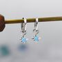 Sterling Silver Tiny Blue Opal Starburst Huggie Hoop Earrings, thumbnail 1 of 12