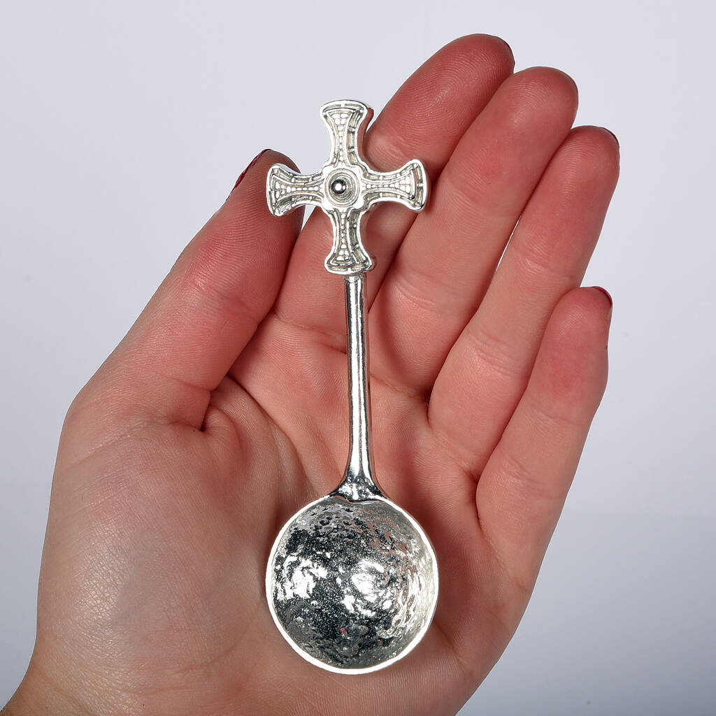 Medieval Cross Pewter Spoon, 1 of 8