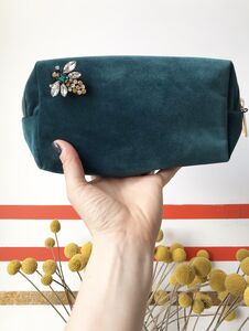 teal velvet bag