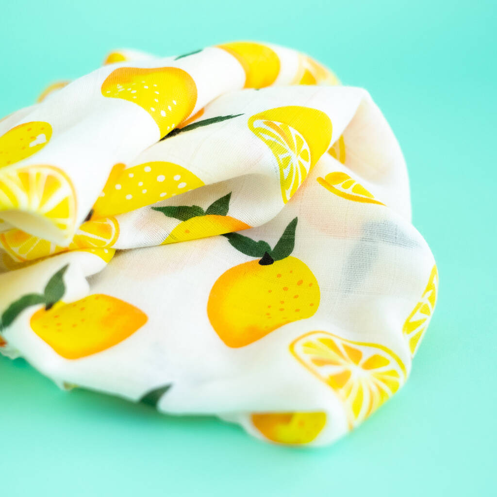 Lemon Cotton Muslin Swaddle Baby Blanket By Neon Studio ...