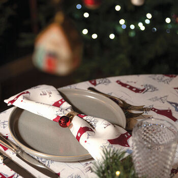 Luxury Designer Christmas Napkin Sets Winter Village, 4 of 5