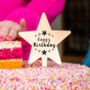 'Happy Birthday' Gold Cake Star Topper, thumbnail 1 of 6