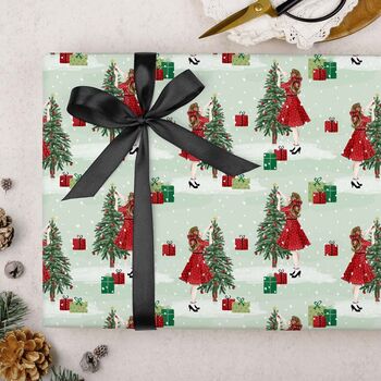 Three Sheets Of Christmas Tree Wrapping Paper, 2 of 2