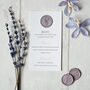 Lilac Wedding Invitation With Lavender Wax Seal, thumbnail 10 of 11