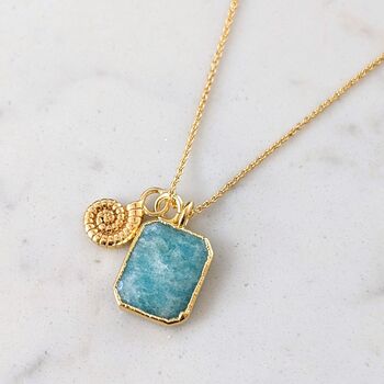 The Duo Amazonite Necklace, Gold Plated, 7 of 10