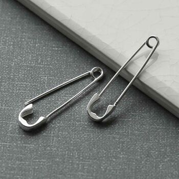 Sterling Silver Safetypin Earrings, 4 of 5