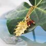Holly Leaf Gold Plated Silver Garnet Christmas Necklace, thumbnail 1 of 6