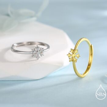 Tiny Snowflake Ring In Sterling Silver, 4 of 12