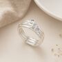 Sterling Silver Rainbow Moonstone Stacking Ring Set – Three Rings, thumbnail 4 of 6