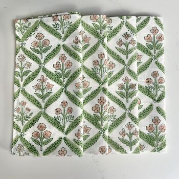 The Walled Garden Handblock Printed Napkin Set Of Four, 3 of 7