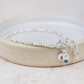 Sterling Silver Mini Nugget With Birthstone Bracelet, 4 of 8