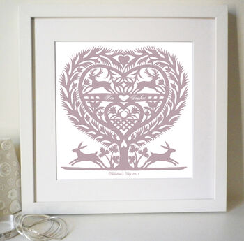 Personalised March Hares Tree Heart Print, 4 of 5
