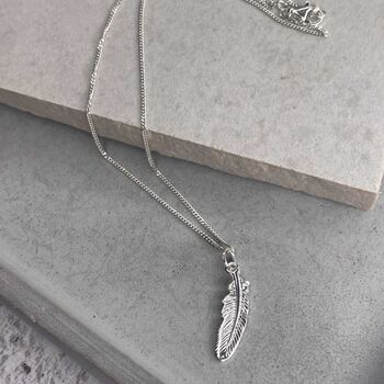 Sterling Silver Silver Feather Necklace, 11 of 12