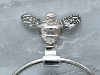 Brass Bee Bathroom Towel Ring With Bee, 3 of 6