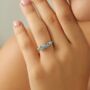 Blue Sapphire And Blue Topaz Pear Cut Half Eternity Band In Sterling Silver And Gold Vermeil, thumbnail 2 of 11