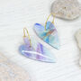Willow Heart Hoop Marbled Polymer Clay Dangly Earrings, thumbnail 3 of 5