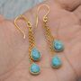 Turquoise Dangle Silver/Gold Earrings, thumbnail 5 of 8