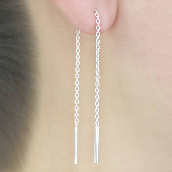 Oxidised Sterling Silver Short Chain Earrings, 3 of 6