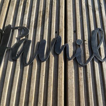 'Family' Metal Word Sign Wall Art Decoration, 3 of 9