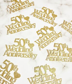 Golden 50th Wedding Anniversary Confetti Table Decorations, 4 of 7