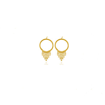 18ct Gold Vermeil Circle Studs With V Ball Chain Fringe, 2 of 4