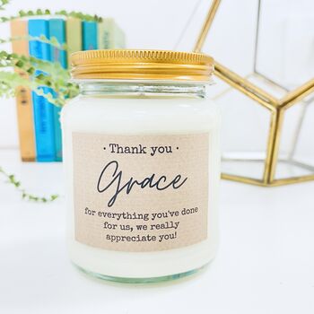 Thank You Personalised Name Scented Soy Candle, 2 of 2