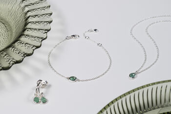 Emerald And Sterling Silver Gemstone Bracelet, 3 of 5
