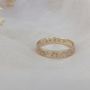 9ct Gold Personalised Botanical Ring, 6 of 8