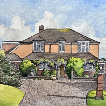 Personalised Watercolour House Portrait Illustration, 7 of 12