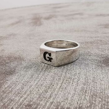 Personalised Initial Silver Signet Ring, 5 of 11