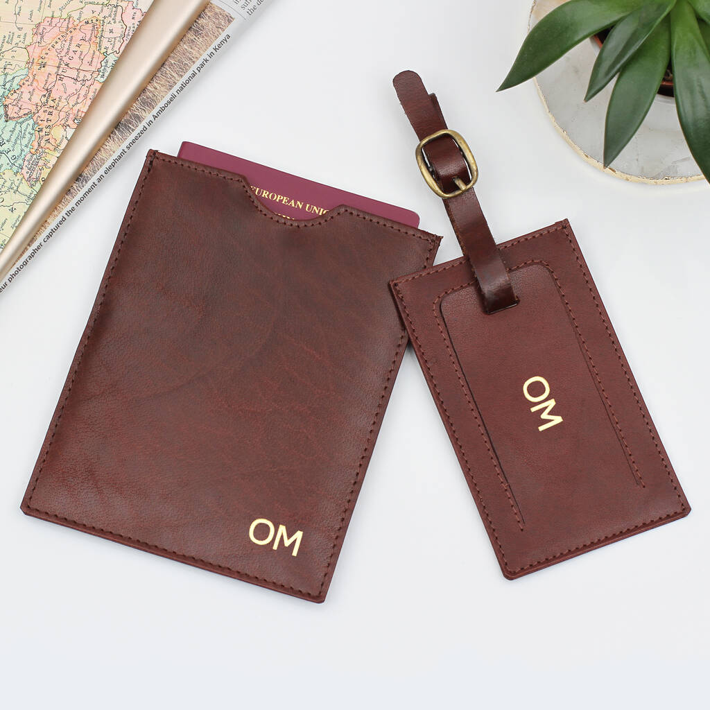 Personalised Luggage Tag And Leather Passport Holder, 1 of 3