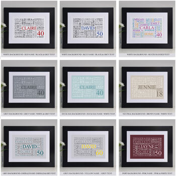 Personalised 50th Birthday Word Art Print, 12 of 12