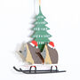 Hedgehogs On Sledge Christmas Tree Decoration, thumbnail 4 of 4