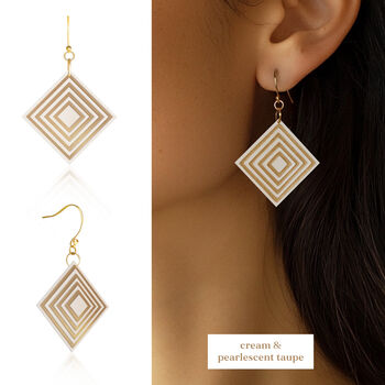 Geometric Diamond Shaped Earrings | Four Colours Available, 2 of 7
