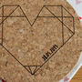 Personalised Cork Coaster, Origami Heart, thumbnail 3 of 3