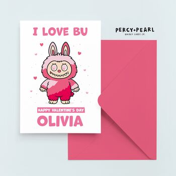 Cute Personalised Labubu Inspired Valentines Card, 2 of 6