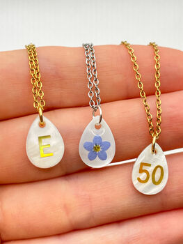Personalised Necklace Double Sided With Forgetmenot And Letters, 7 of 10