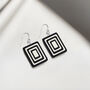 Black And Cream Rectangle Eco Earrings, thumbnail 4 of 6