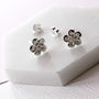 Plumeria Flower Sterling Silver Stud Earrings Cz Centre, thumbnail 1 of 9