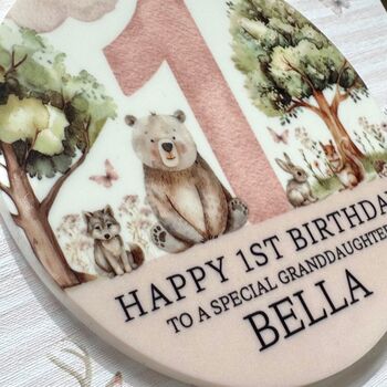 1st Or Any Age Birthday Detachable Keepsake Card Pink Woodland, 4 of 4