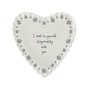 Heart Porcelain Coaster 'Grow Old Disgracefully' Friend Gift, 3 of 5