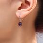 Sterling Silver Natural Amethyst Bead Hook Earrings, thumbnail 8 of 12