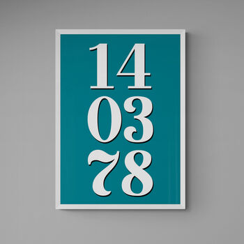 Personalised Custom Teal Special Date Wall Art, 4 of 7