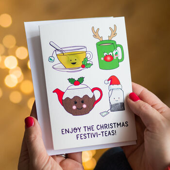 'Festivi Teas' Funny Tea Christmas Card, 2 of 3