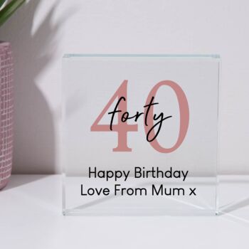 Personalised Birthday Glass Square Block, 3 of 6