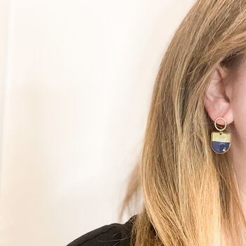Navy And Gold Foil Statement Drop Earrings, 5 of 9