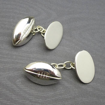 Rugby Ball Cufflinks Solid Silver, 7 of 7