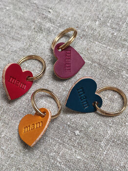 'Mam' Leather Heart Keyring, 4 of 5