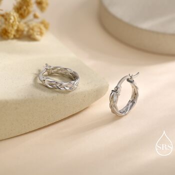 Braided Hoop Earrings In Sterling Silver, 3 of 11